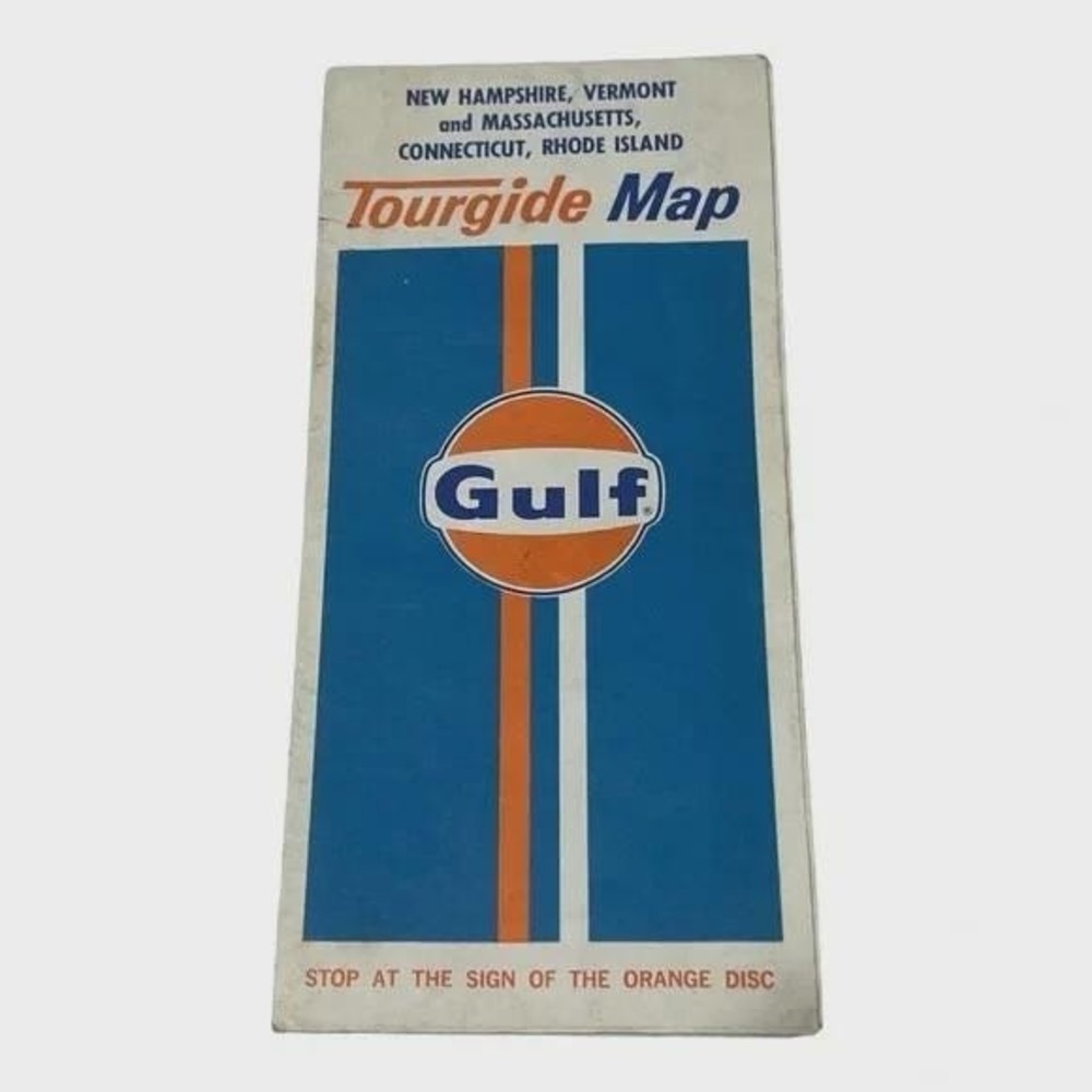 Gulf Tourguide Map of NH VT MA‎ CT and RI New England Vintage 1972